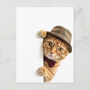 Süße spähende schwarze Katzenpostkarte Postkarte