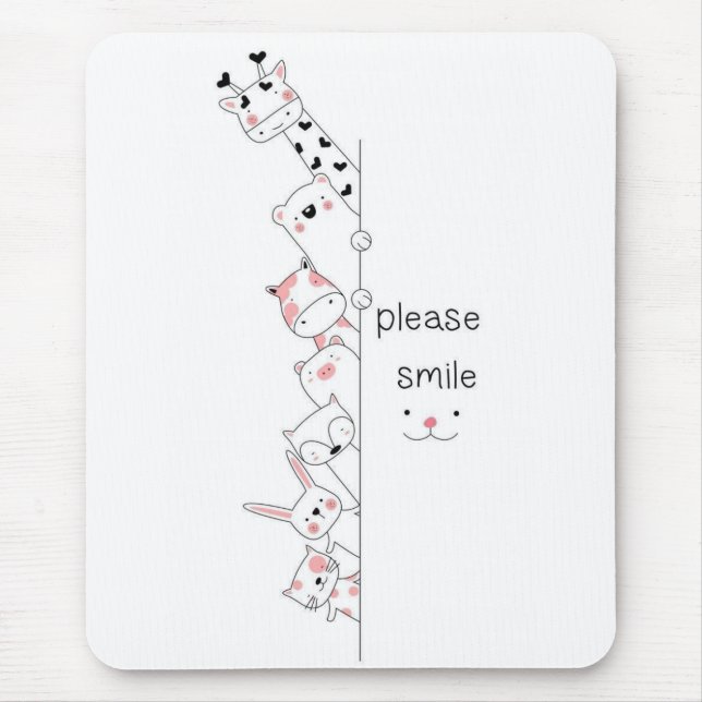 Süße spähende Tiere "Bitte lächeln" Whimsical Spir Mousepad (Vorne)