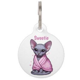 Süße Sphynx-Kätzchen-Cartoon-Katzen-Identifikation Haustiermarke