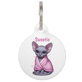 Süße Sphynx-Katze Personalisierter Katzen-ID-Anhän Haustiermarke