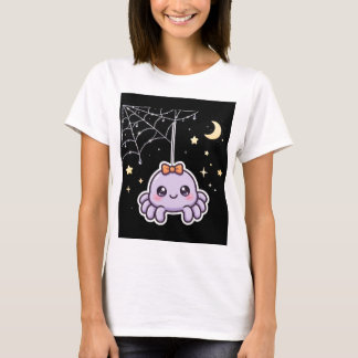 Süße Spinne auf funkelndem Netz T-Shirt