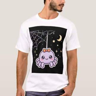 Süße Spinne auf funkelndem Spinnennetz T-Shirt
