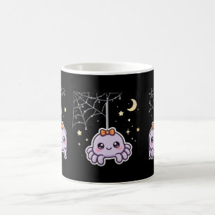 Süße Spinne auf glänzendem Spinnennetz Halloween-K Kaffeetasse