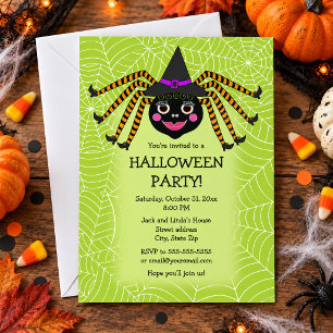 Süße Spinne Hexe Halloween-Party Einladung