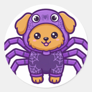 Süße Spinne Welpe Halloween Runder Aufkleber