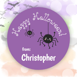 Süße Spinnen Party Favor Violet Frohes Halloween Runder Aufkleber
