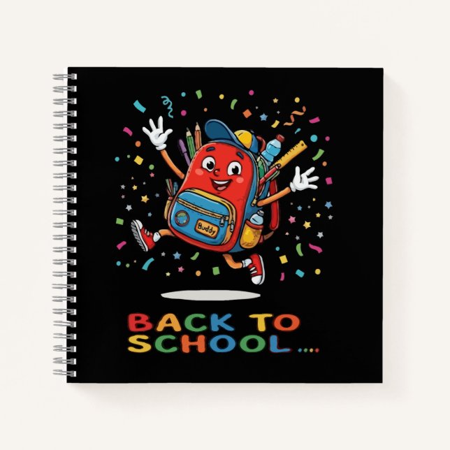 Süße springende Schultasche, Back-to-School-Design Notizbuch (Vorderseite)
