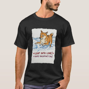 Süße "Sprung in die Liebe" Shiba Inu Valentinstag T-Shirt