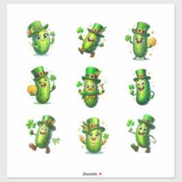 Süße St. Patrick's Day-Gurkenfiguren Aufkleber