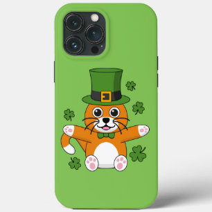 Süße St. Patrick's Day-Katze mit Shamrocks Cartoon Case-Mate iPhone Hülle