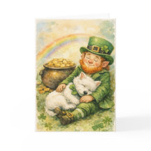 Süße St. Patrick's Day Westie & Leprechaun Karte