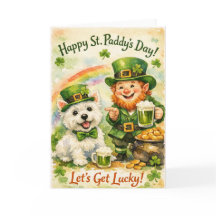 Süße St. Patrick's Day Westie & Leprechaun Karte