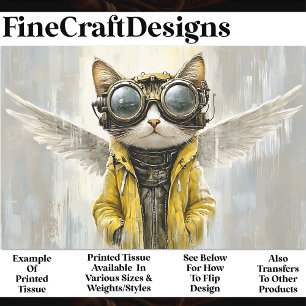Süße Steampunk-Katze mit Flügeln, Regen AX8 Découp Seidenpapier
