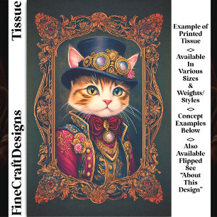 Süße Steampunk-Katze, Zylinder, Rahmen DG4RG Decou Seidenpapier