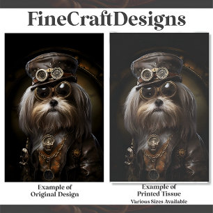 Süße Steampunk-Shih-Tzu-Hund-Malerei D4L Decoupage Seidenpapier