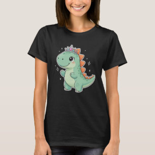 Süße Stegosaurus-Braut-Diadem-Schwarz-Hintergrund- T-Shirt