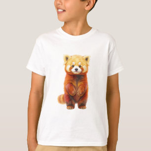 Süße stehende flauschige Rote-Panda-Kinder T-Shirt