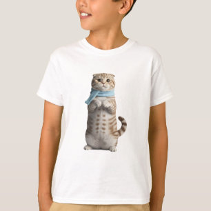 Süße stehende Schal Katze Kinder T-Shirt