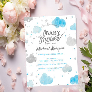 Süße Sterne & Wolken  Babyparty Einladung