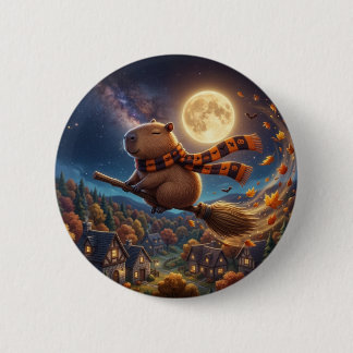 Süße Sternen Nacht Fliegender Besen Capybara Pin Button