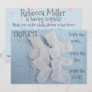 Süße Stiefelchen mit Herz-Drillinge Baby Shower Einladung