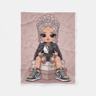 Süße stilisierte Chibi-Girl in Sneakern Fleece-Dec Fleecedecke
