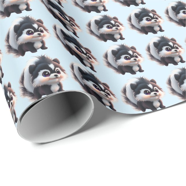 Süße Stinktier-Waldtiere Wald Freunde  Geschenkpapier (Rolleneckpunkt)