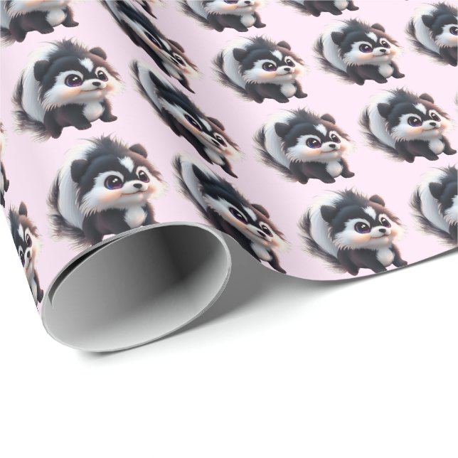 Süße Stinktier-Waldtiere Wald Freunde  Geschenkpapier (Rolleneckpunkt)