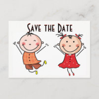 Süße Stockfigur Save-the-Date-Karte