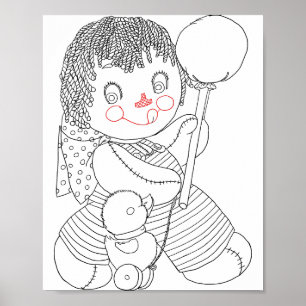Süße Stoffpuppe Spielzeugente handgezeichnete Kuns Poster