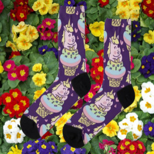 Süße Stolz Einhorn Eiscreme Lila Socken