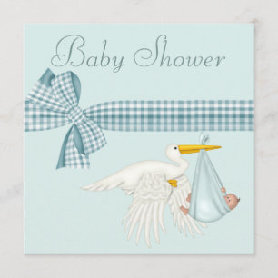 Süße Storch liefert Baby Boy Blue Baby Shower Einladung