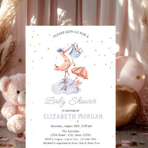 Süße Storch Sterne Baby Shower Einladung