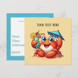 Süße Strand-Cocktail-Krabben-Party  Einladung