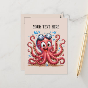 Süße Strand Hinzufügen Text Sommer Oktopus Postkarte