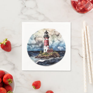 süße Strand-Leuchtturm-Liebhaber-Party-Papiertelle Serviette