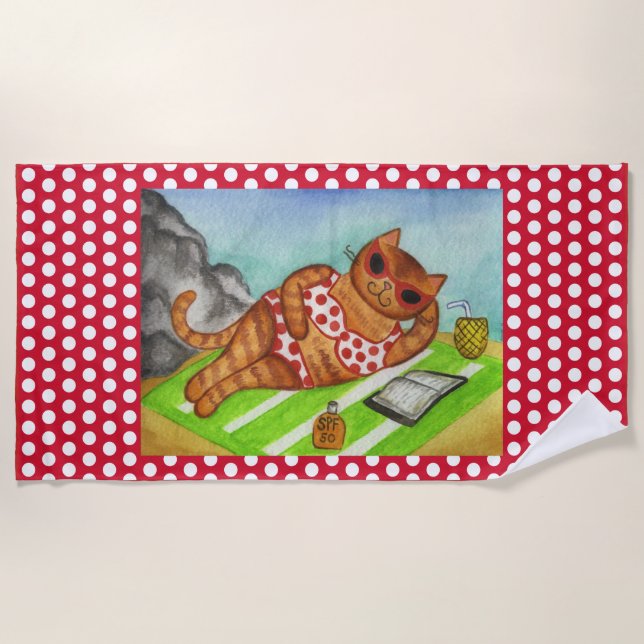 Süße Strandkatze Handtuch  (Vorderseite)