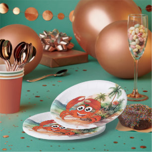 Süße Strandkrabbenliebhaber-Papierplatte Pappteller