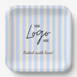 Süße Streifen Bäckerei Café Logo Mit Liebe Gebacke Pappteller