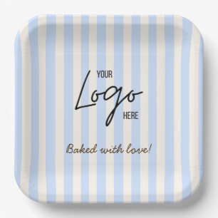 Süße Streifen Bäckerei Café Logo Mit Liebe Gebacke Pappteller