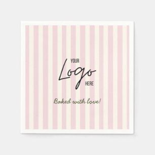 Süße Streifen Bäckerei Café Logo Mit Liebe Gebacke Serviette