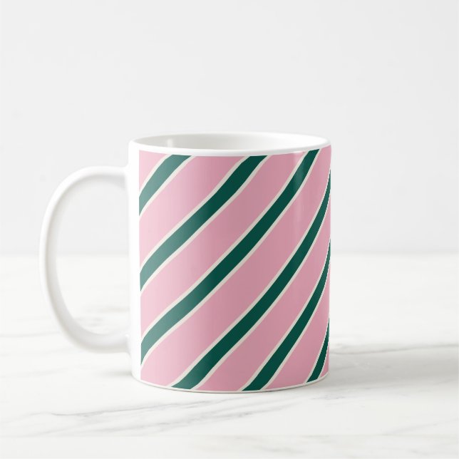 Süße Streifen Rosa und Grün Kaffeetasse (Links)