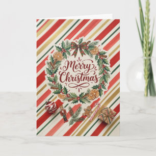 Süße Streifen-Weihnachtskränze-Grußkarte Karte