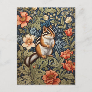 Süße Streifenhörnchen-William-Morris-inspirierte F Postkarte
