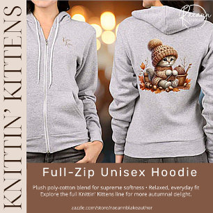 Süße strickende Kätzchen Reißverschluss Kapuzenpul Hoodie