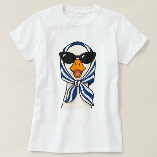Süße stylische Ente mit Sonnenbrille und Matrosen- T-Shirt