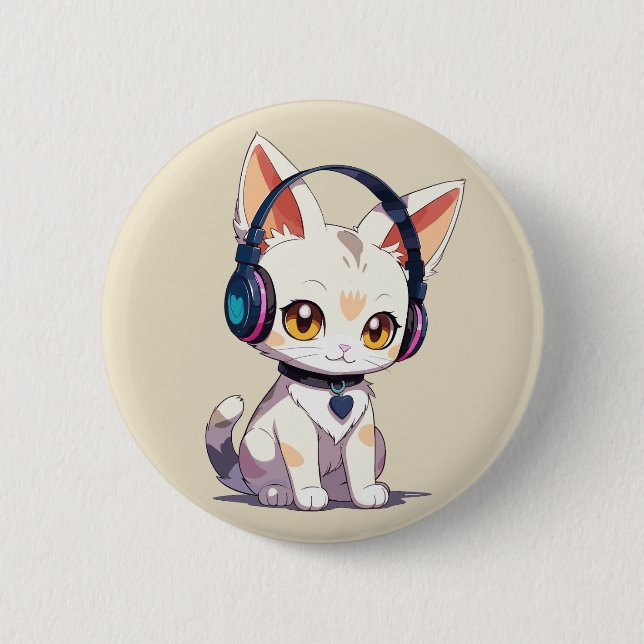 Süße stylische Katze Button (Vorderseite)