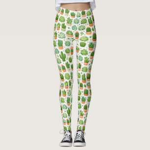 Süße Sukkulenten-Pflanze Nahtloses Muster Leggings