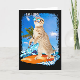 Süße Surfende Hawaiianische Katzenliebhaber Surfer Karte