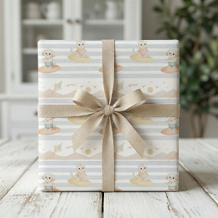 Süße Surfende Hunde- und Katzen-Geschenkpapier Geschenkpapier